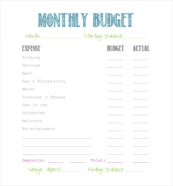 Free Printable Simple Monthly Budget Worksheet Neloprofiles
