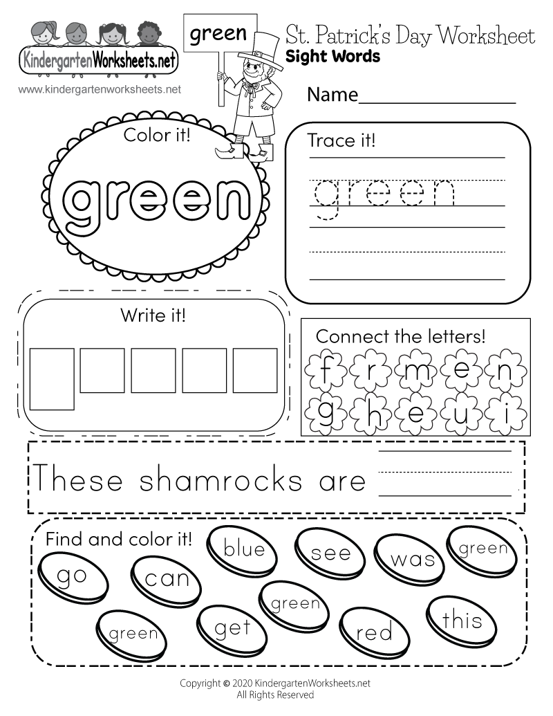 Free Printable St Patrick 39 s Day Sight Words Worksheet