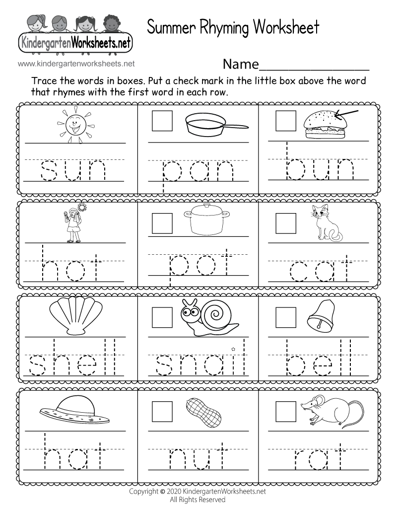 Free Printable Summer Images Worksheet For Kindergarten