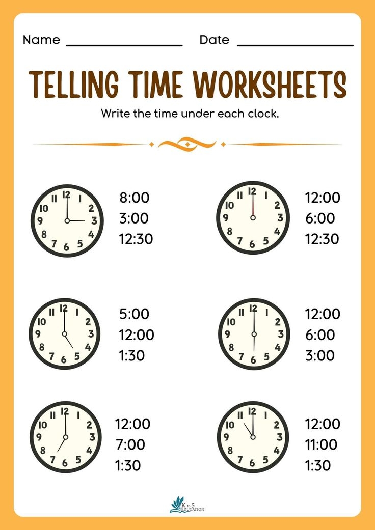 Free Printable Telling Time Worksheets