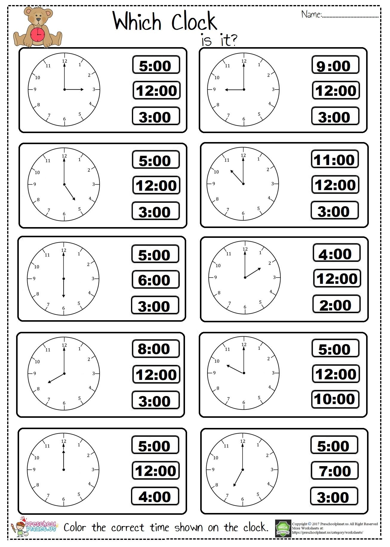 Free Printable Telling Time Worksheets