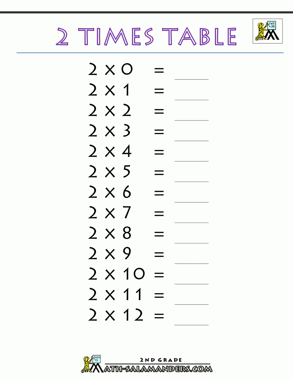 Free Printable Times Table Worksheets Grade 3