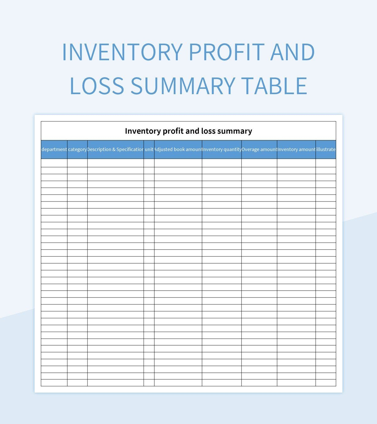 Free Profit And Loss Table Templates For Google Sheets And Microsoft 