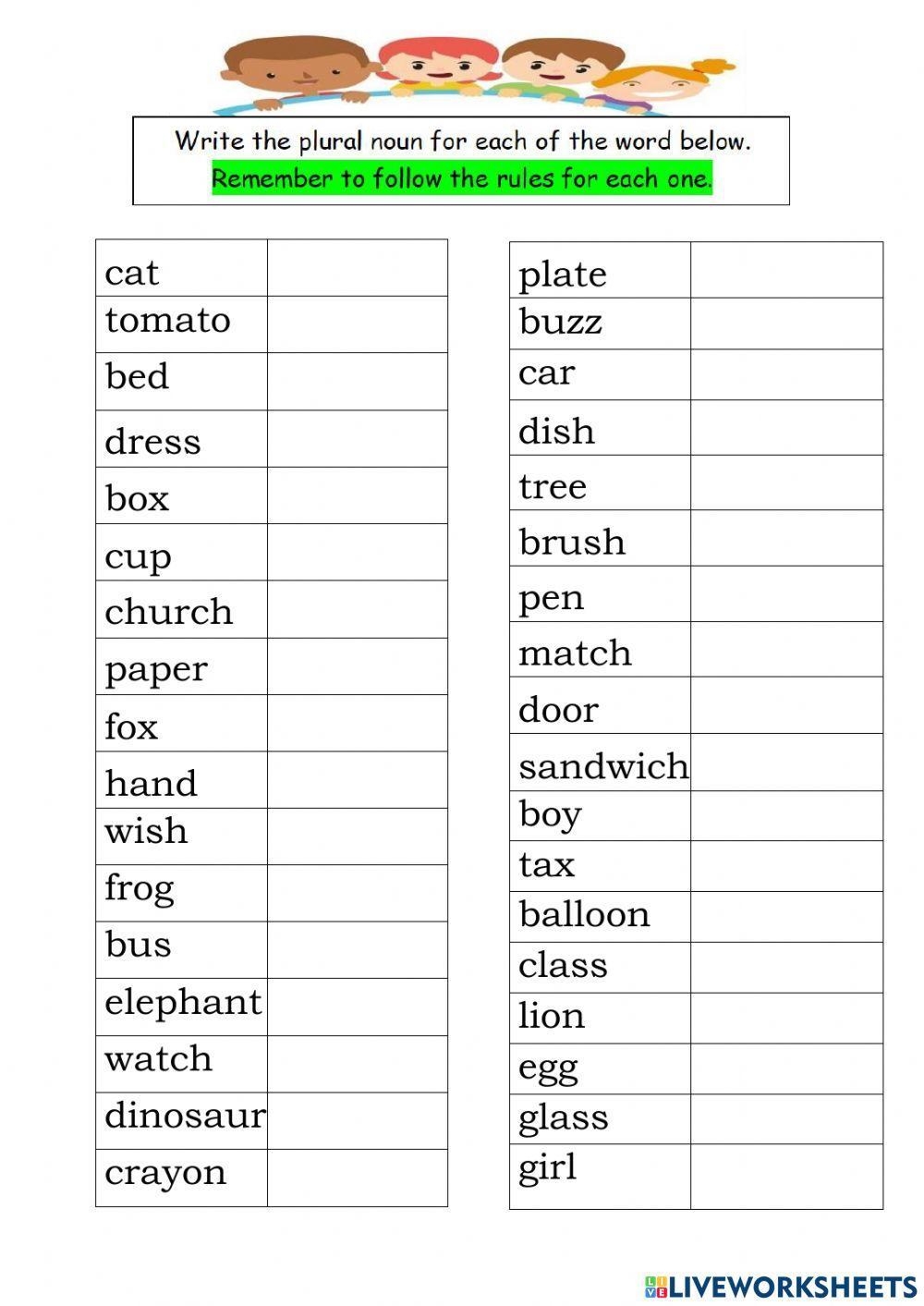 Free Singular Plural Noun Worksheet Download Free Singular Plural Noun 