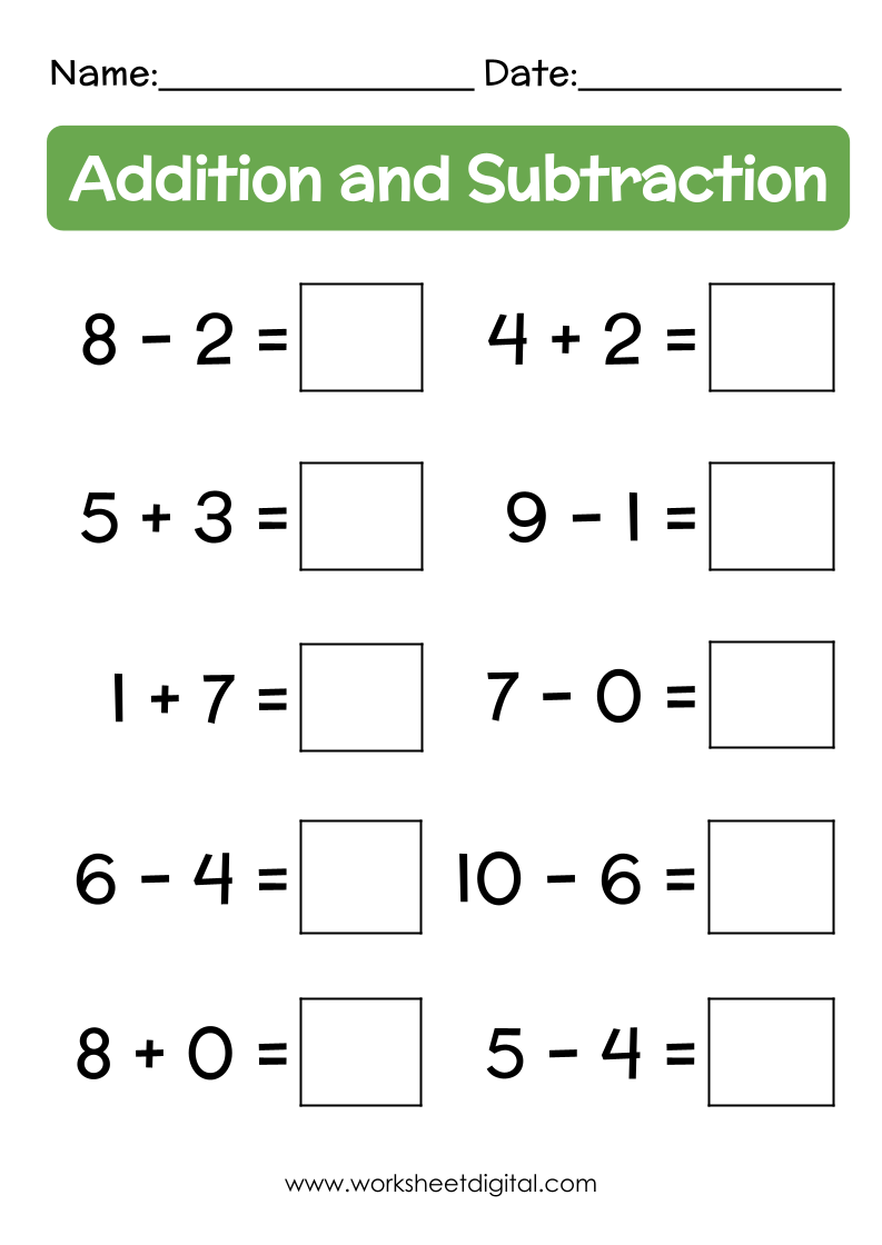 Free Subtraction And Addition Worksheet With Download Free Subtraction 