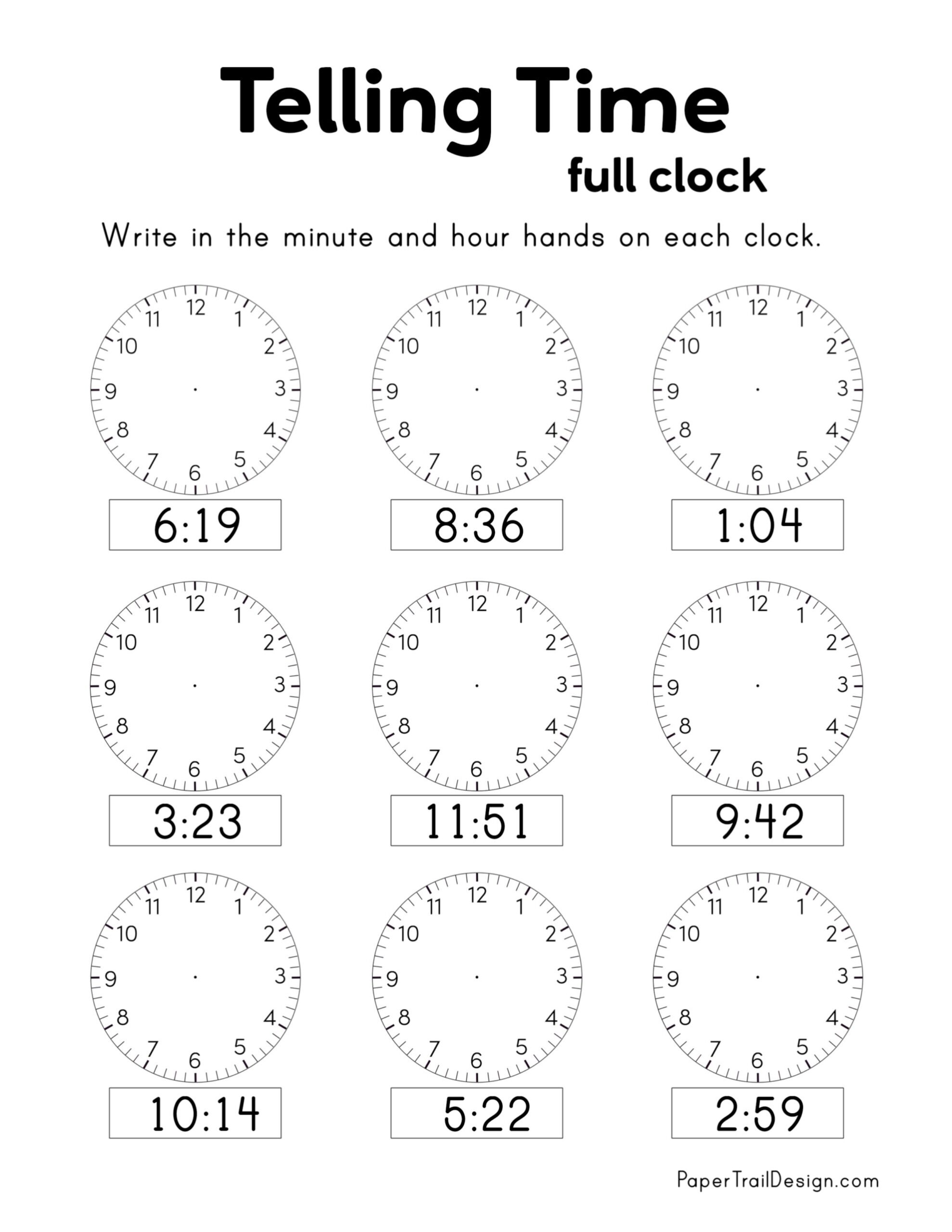 Free Telling The Time Worksheet Download Free Telling The Time 