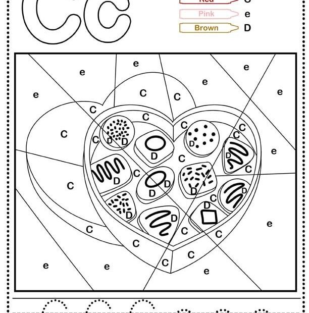 Free Valentine Printable Worksheets quot Letter C Tracing quot And quot Color By