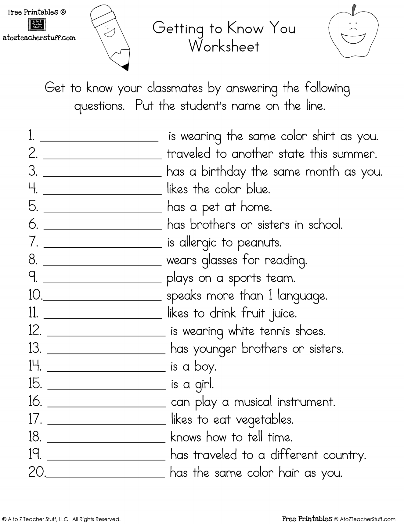 Getting To Know You Worksheet Pro Worksheet