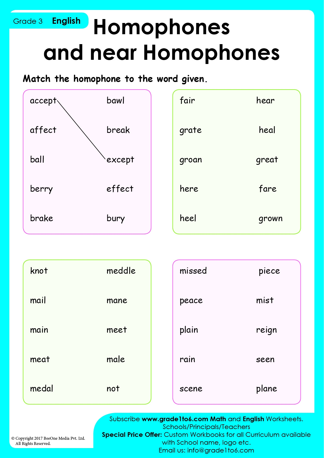 Grade 3 Homophones Worksheet PDF Worksheets Library