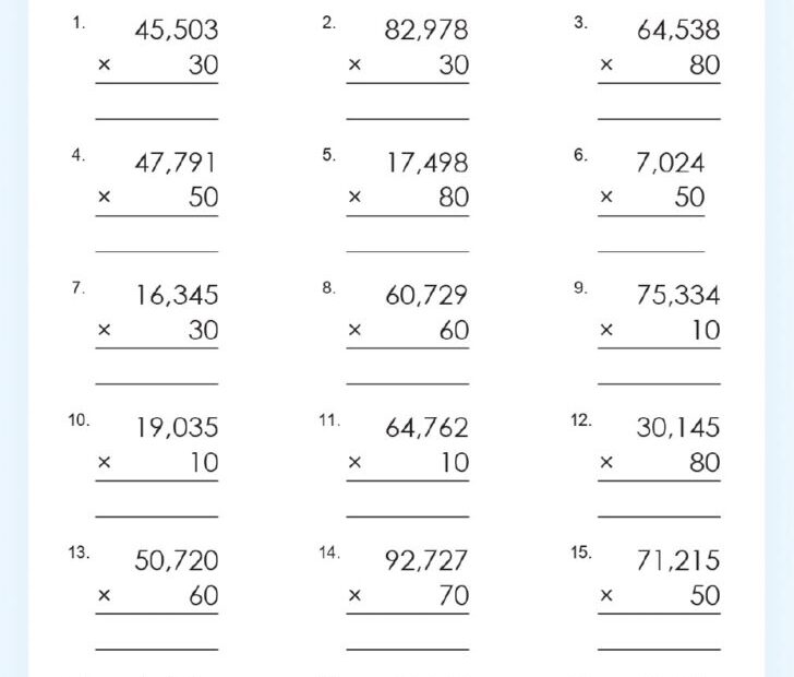 Grade 5 Multiplication Worksheets Printable Worksheets