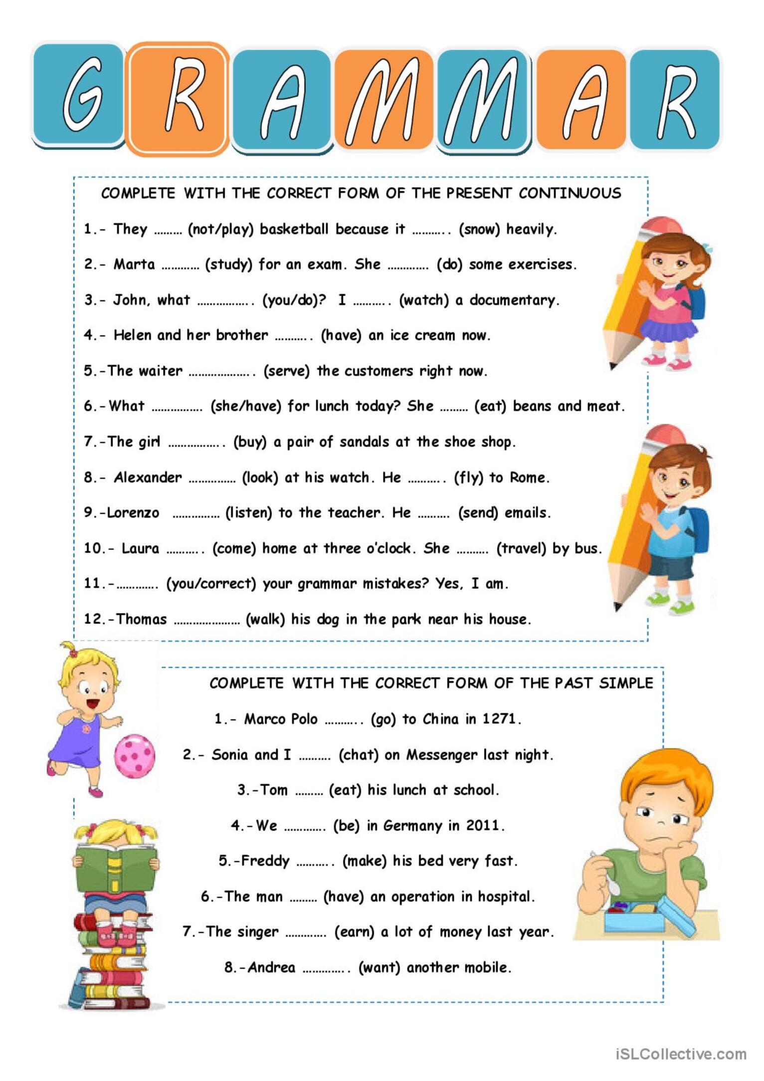 GRAMMAR EXERCISES English ESL Worksheets Pdf Doc