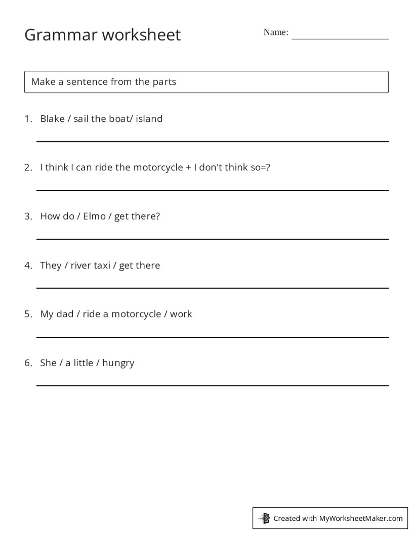 Grammar Worksheet My Worksheet Maker Create Your Own Worksheets