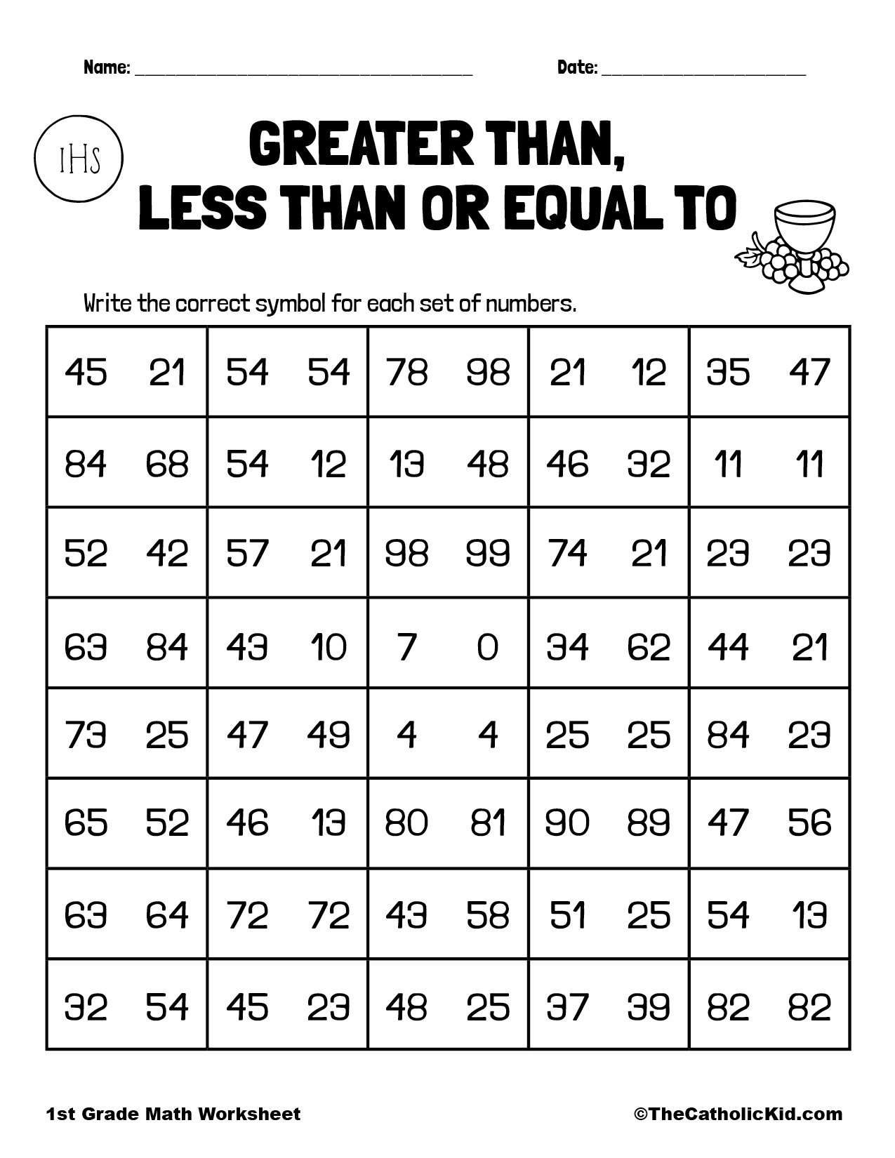 Greater Than Less Than Free Printable Worksheets