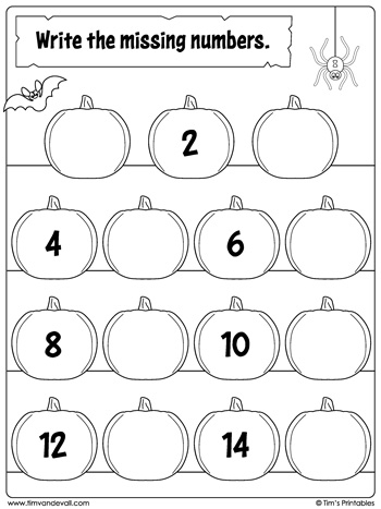Halloween Missing Numbers Worksheet Numbers 1 To 15 Tim 39 s Printables