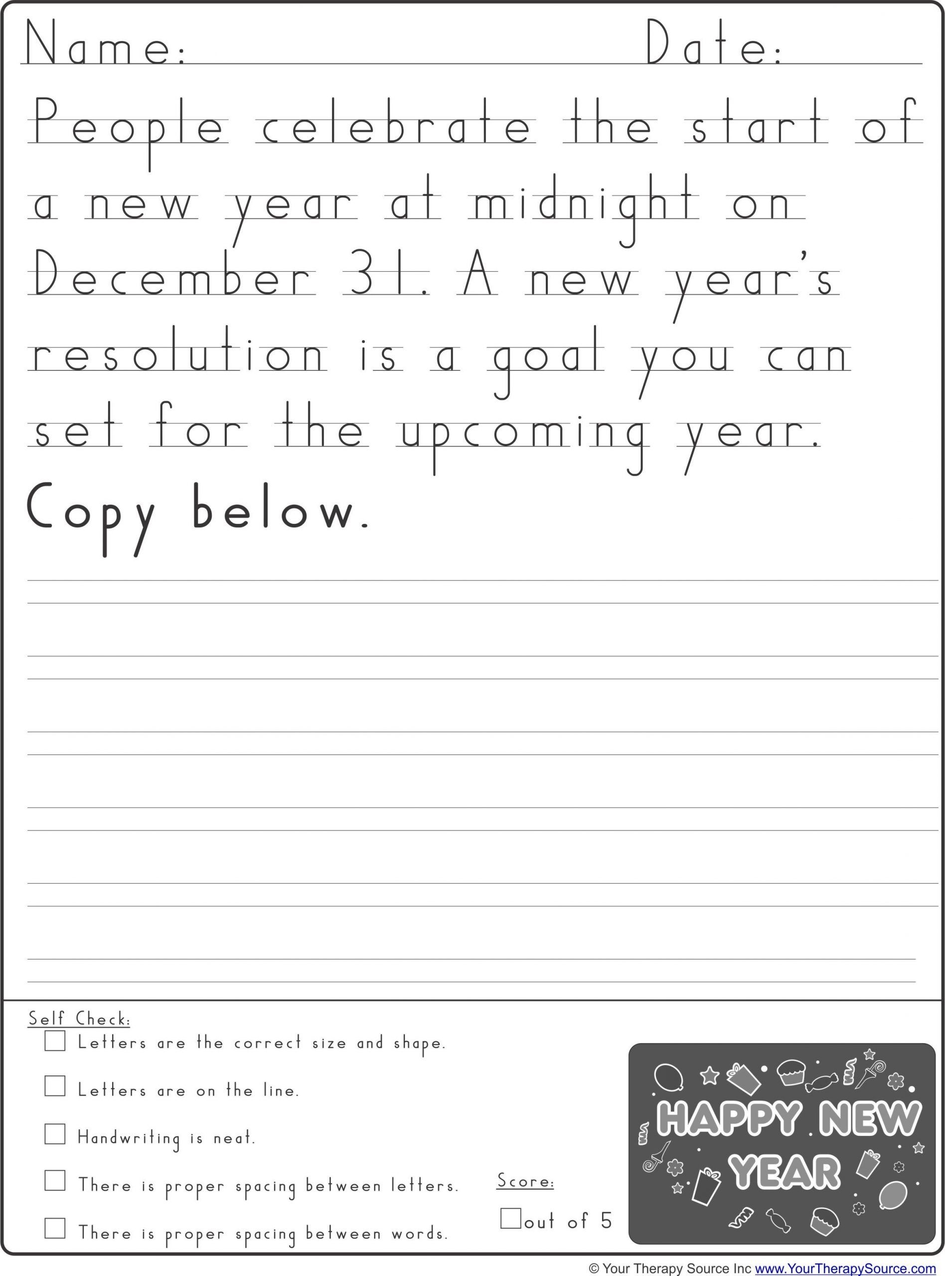 Handwriting Practice Year 1