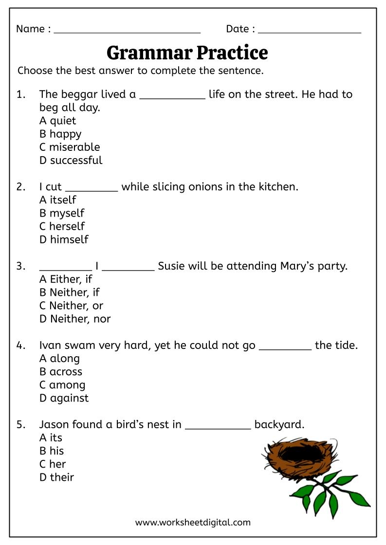 High School Grammar Practice Worksheet On Subordinate Clauses 