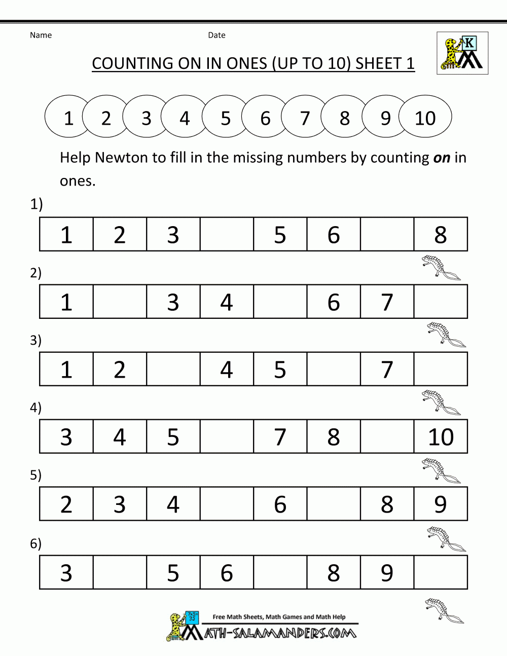 Kindergarten Counting Worksheet Sequencing To 15 Kg 1 Maths English 
