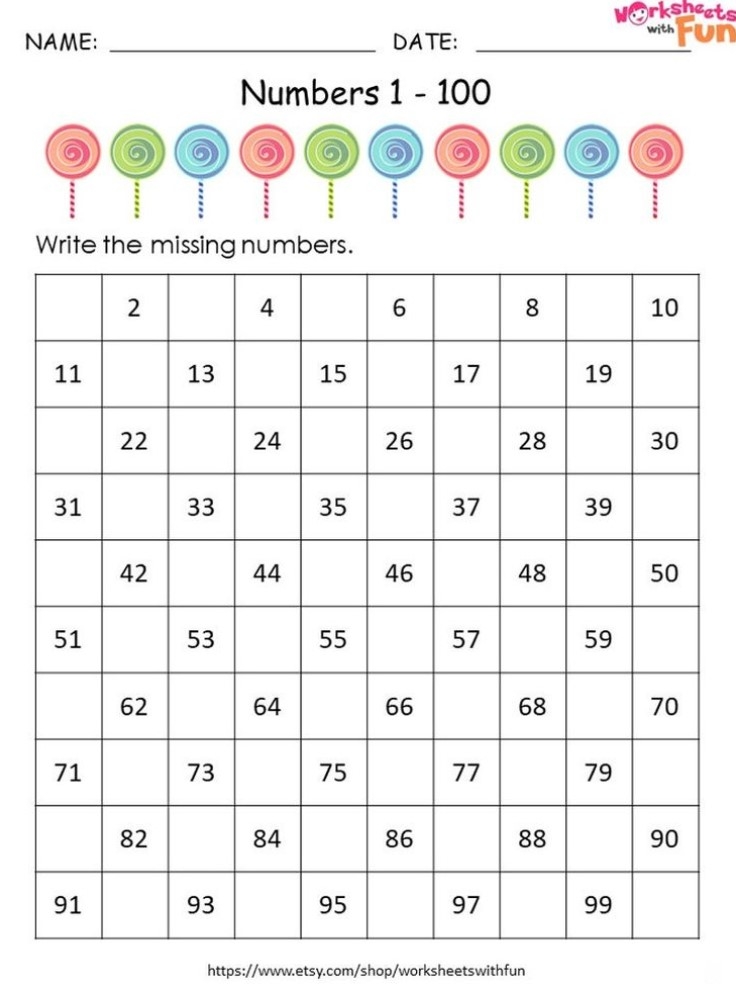 Kindergarten Counting Worksheets 1 100 Free Printable Kindergarten 