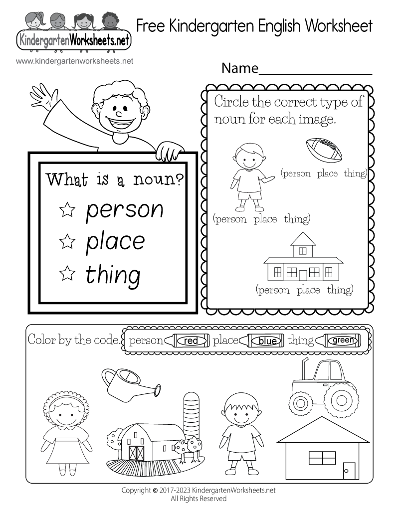 Kindergarten English Worksheets Kindergarten