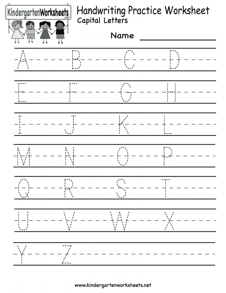 Kindergarten Handwriting Practice Worksheet Printable Manuscript 