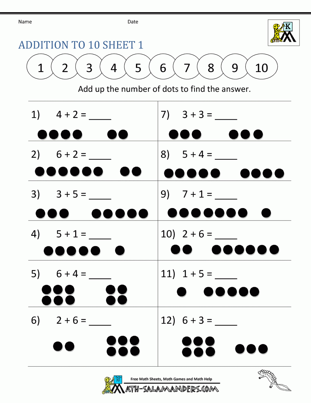 Kindergarten Math Worksheets Addition Printable Kindergarten Worksheets
