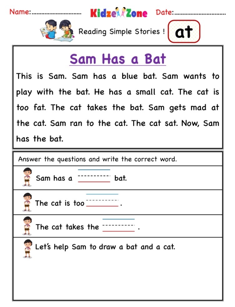 Kindergarten Reading Worksheets Comprehension Printable Free 