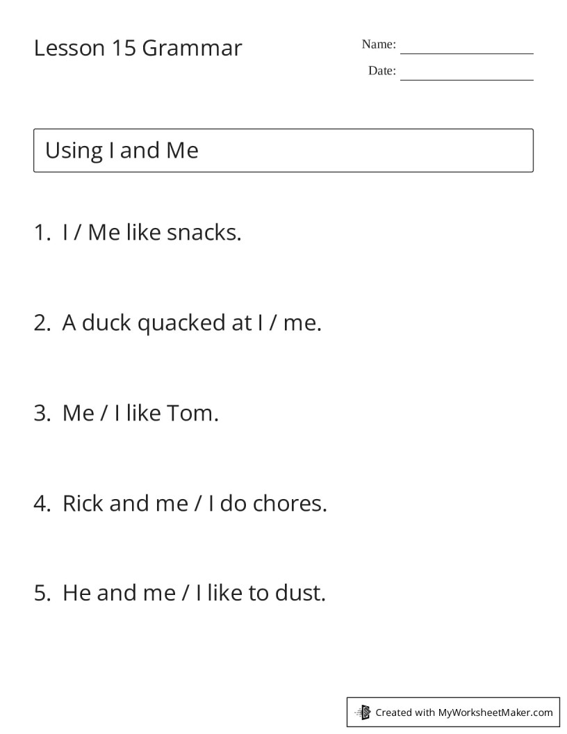 Lesson 15 Grammar My Worksheet Maker Create Your Own Worksheets