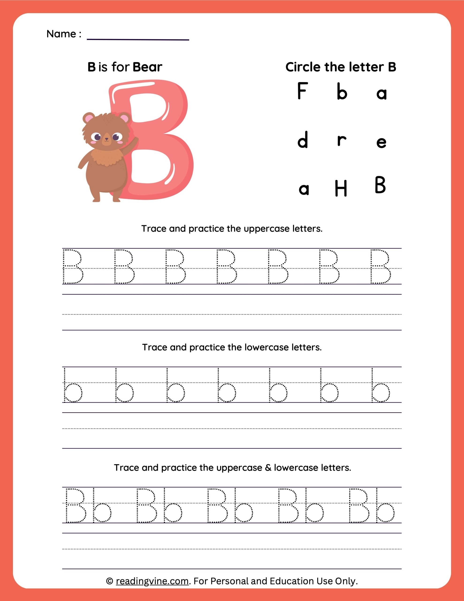 Letter B Tracing Worksheets For Kindergarten Infoupdate