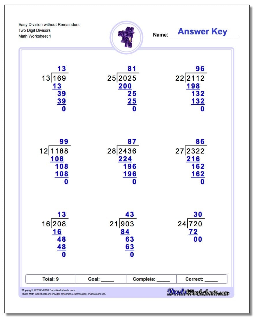 Long Division Worksheets Long Division Worksheets