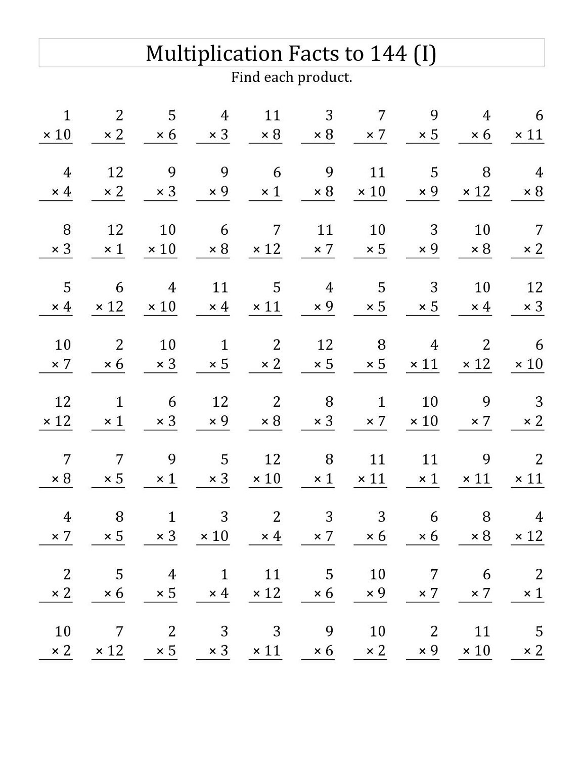 Math Drill Sheets