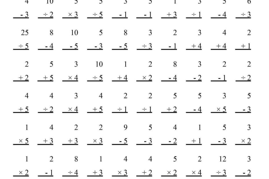 Math Drills Mixed Operation Worksheets Library