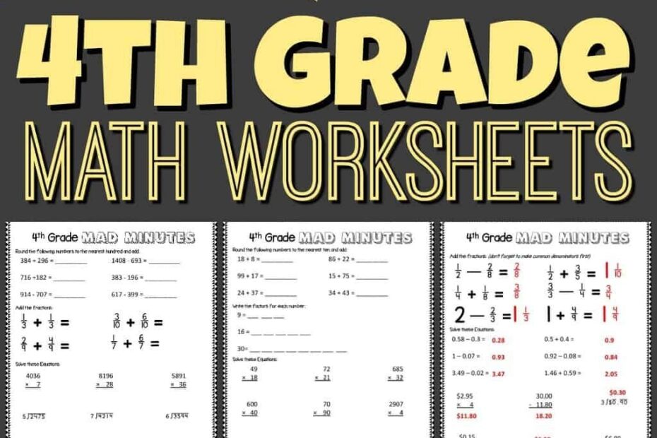 Math For 4th Graders Free Worksheets