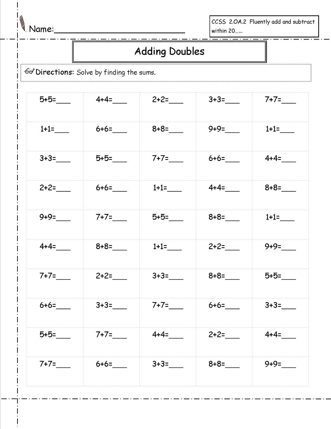 Math For Second Graders Printable Worksheets