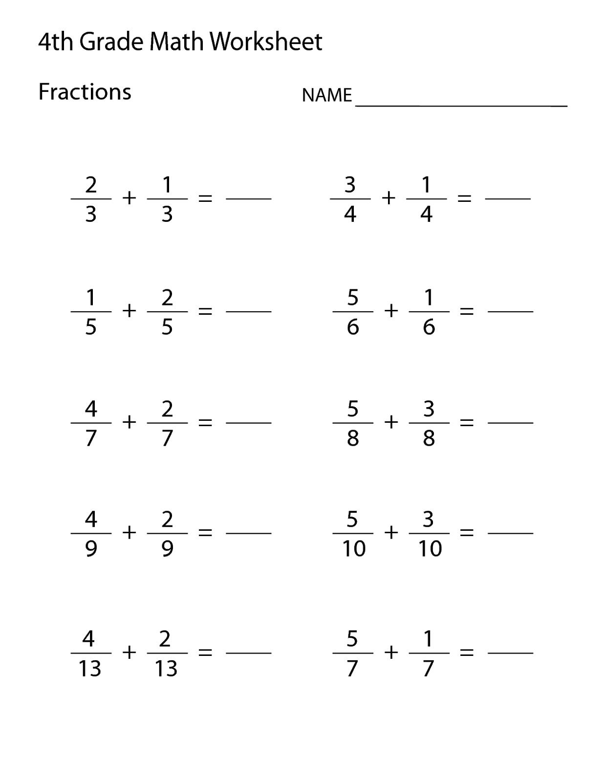 Math Grade 4 Worksheets