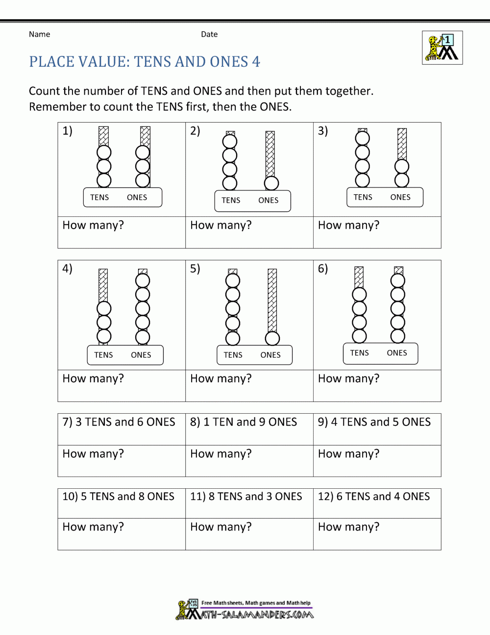 Math Place Value Worksheets 2 Digit Numbers