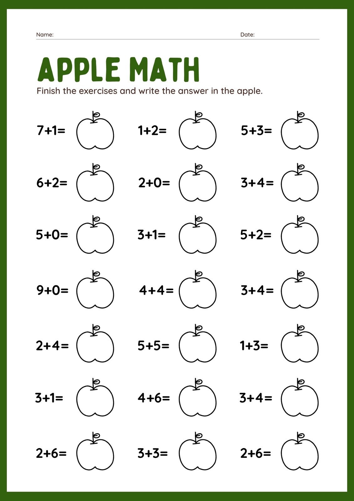 Math Printable Free Worksheets