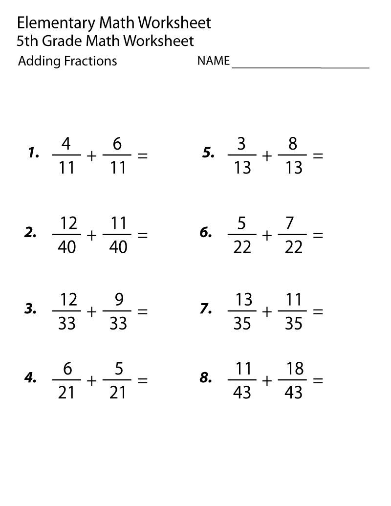 Math Worksheets For 5th Graders Free Printable