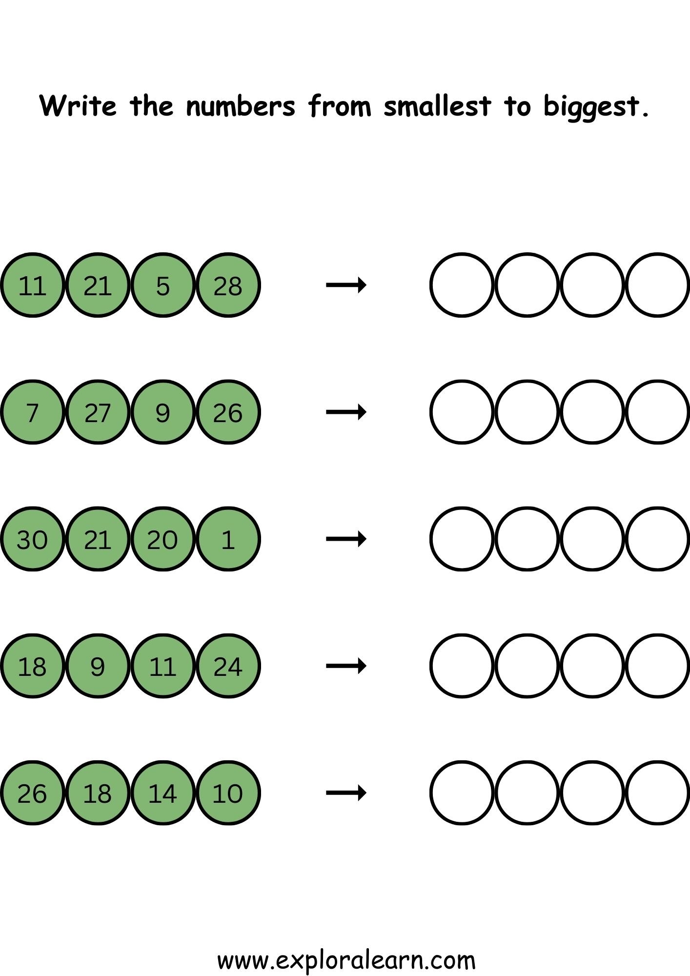Math Worksheets For Grade 1 Write The Missing Number 4 7 