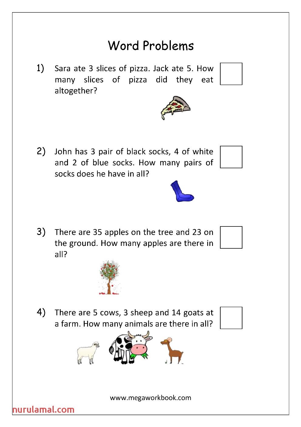 Maths Worksheet For Class 1 Word Problems