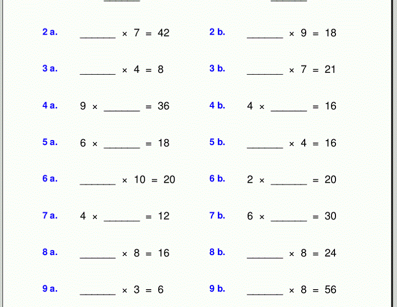Missing Number Multiplication Worksheet Image Via Learning Printable