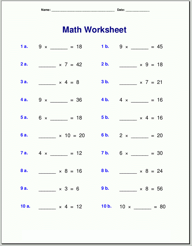 Missing Number Multiplication Worksheet Image Via Learning Printable