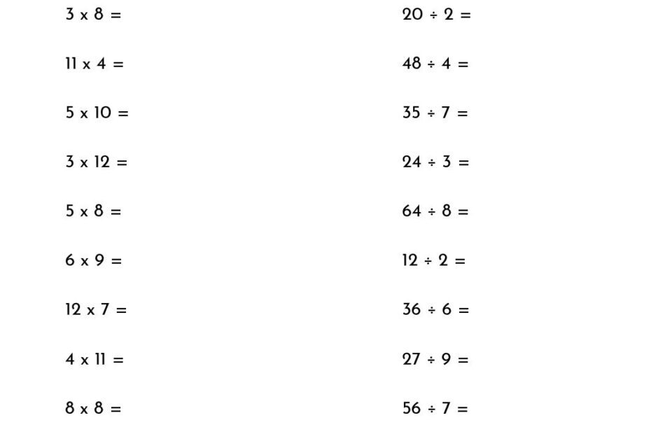 Multiplication And Division Practice Worksheets Printable Worksheets