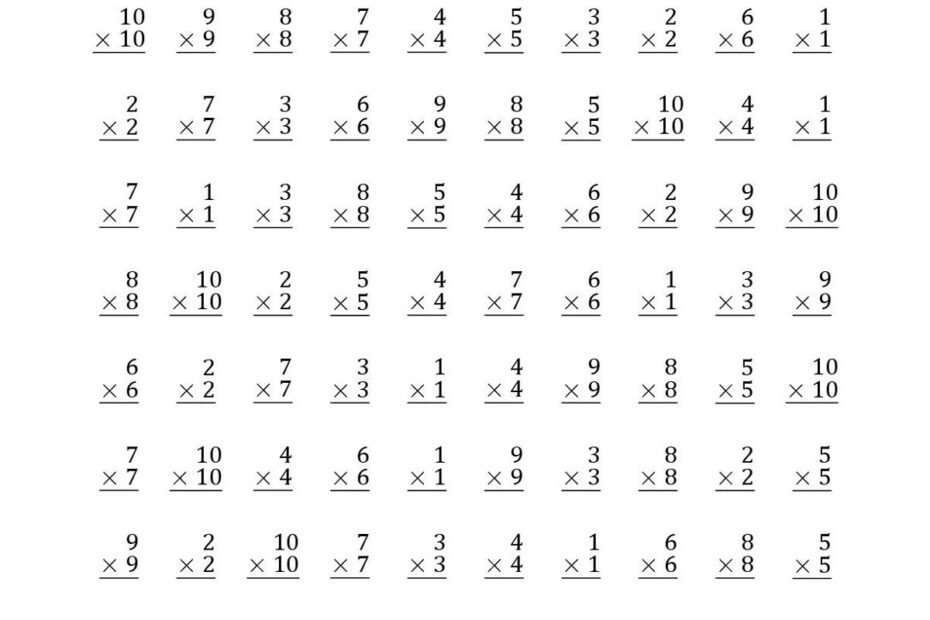 Multiplication Worksheets 6 Grade PrintableMultiplication