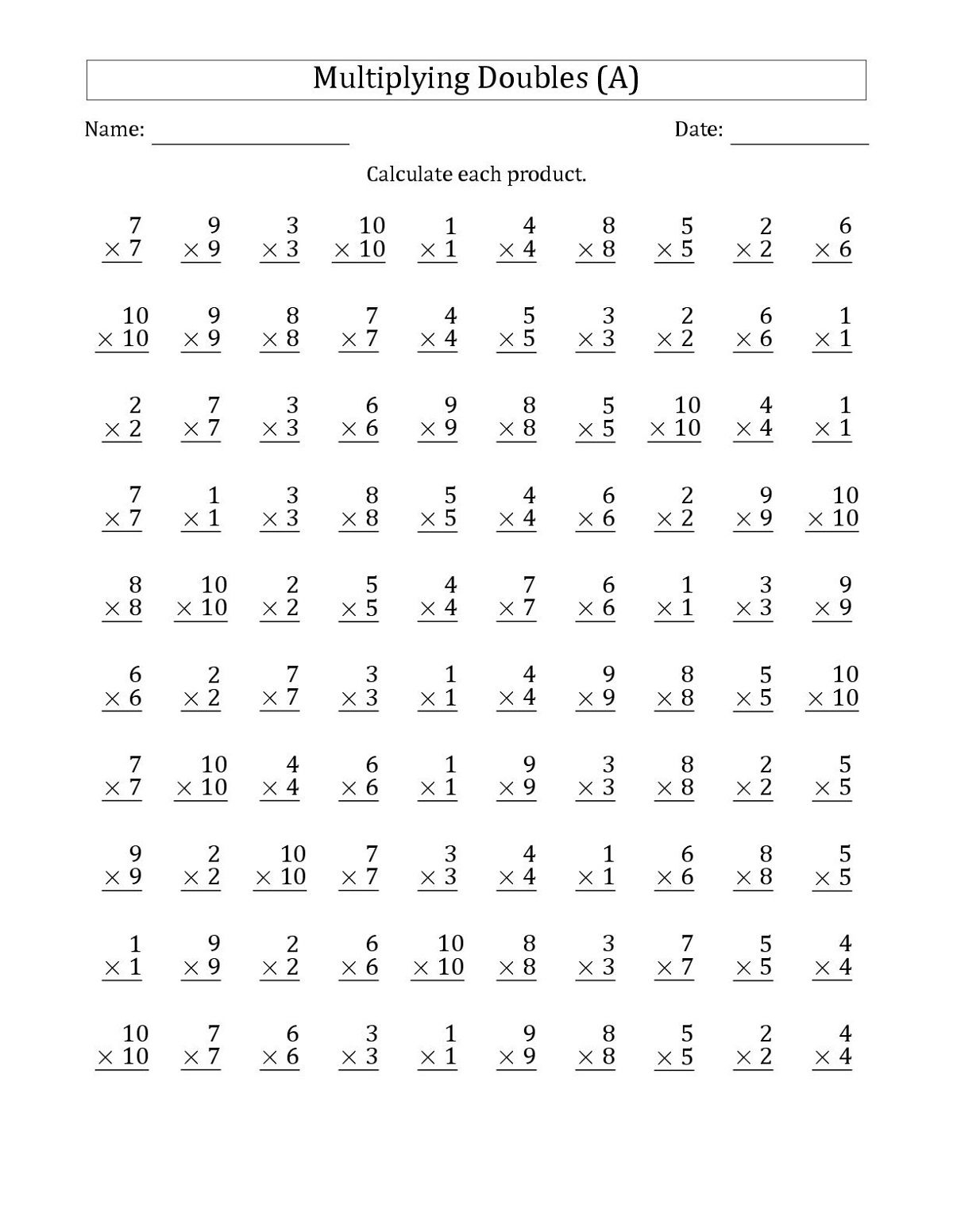 Multiplication Worksheets 6 Grade PrintableMultiplication