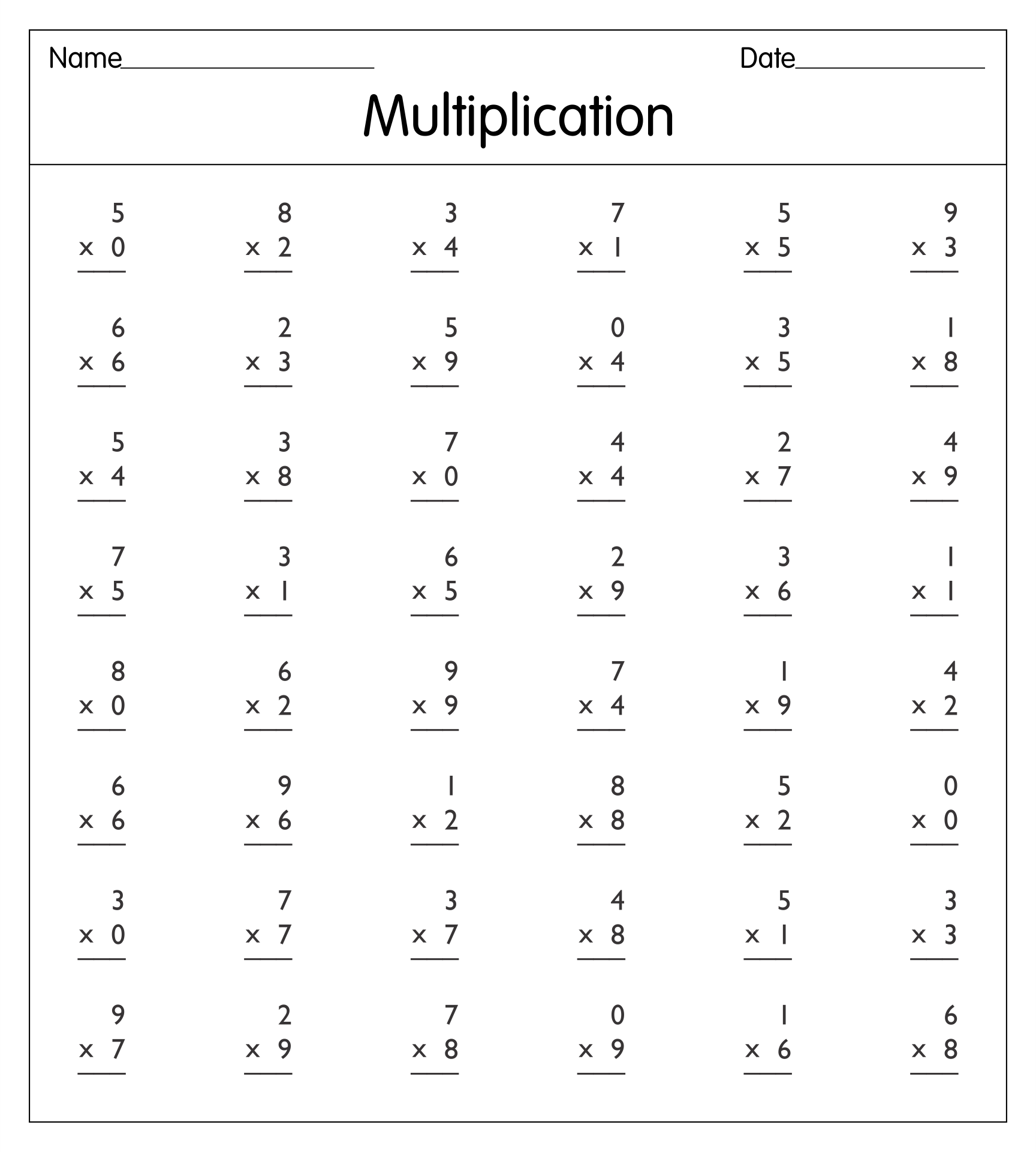 Multiplication Worksheets Free Printables Printable Worksheets