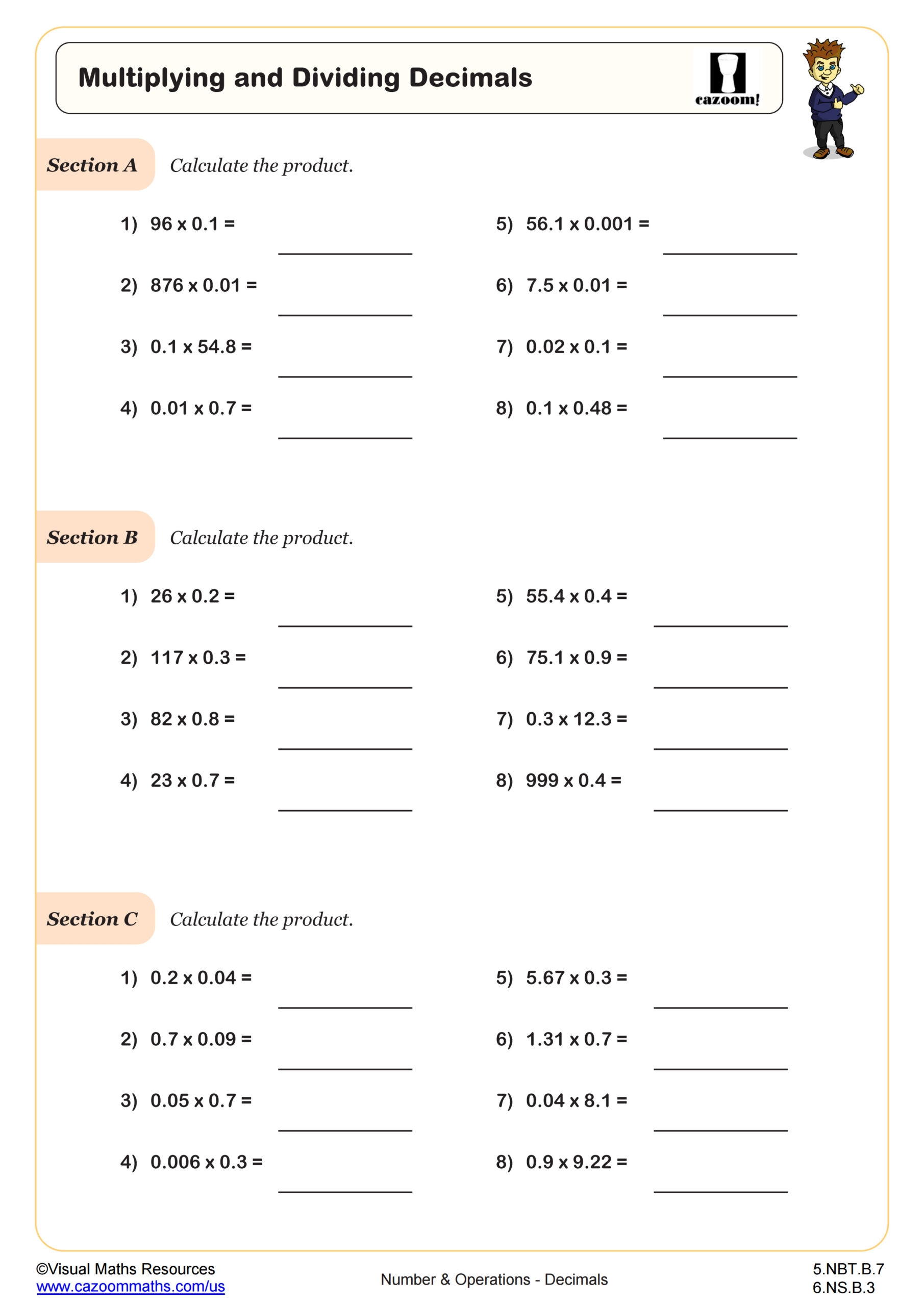 Multiply Decimals And 1 Digit Numbers Vertical Multiplication 