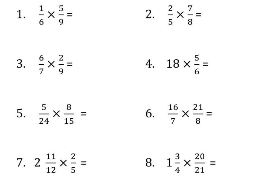Multiplying Fractions Worksheets Worksheets Library