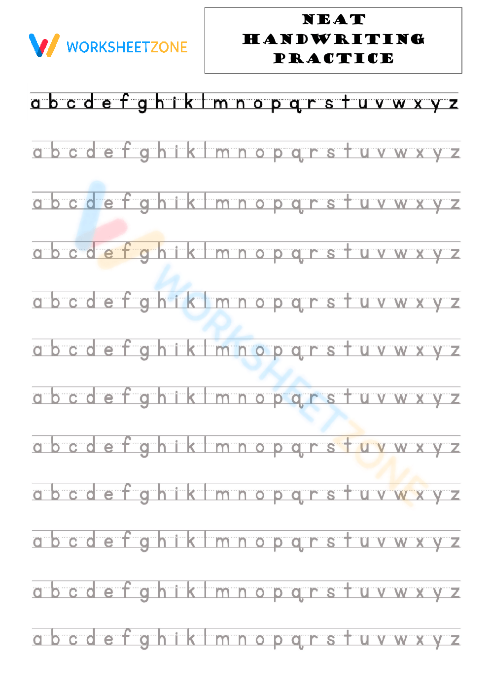 Neat Handwriting Practice Worksheet Alphabet Worksheets Library