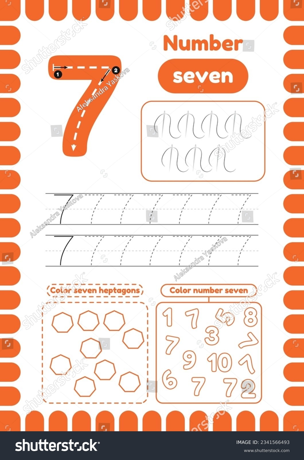 Number 7 Tracing Worksheet For Preschool Worksheets Library