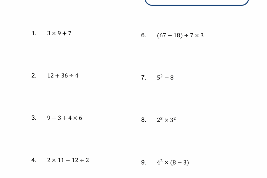 Order Of Operations Grade 5 Pemdas Worksheet Answers Order Of